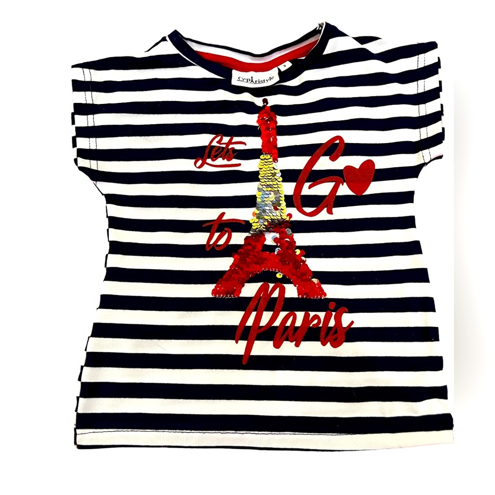 Girls Paris sequin shirt 2-3T